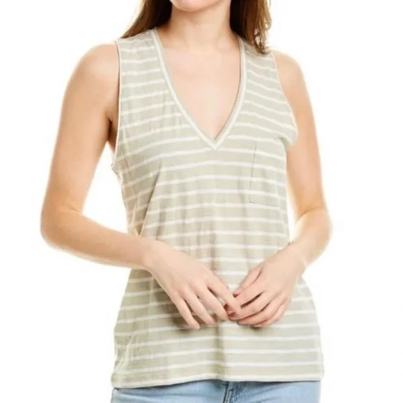 Madewell Whisper Stripe V-Neck Tank Top NWOT Size M - Picture 1 of 5